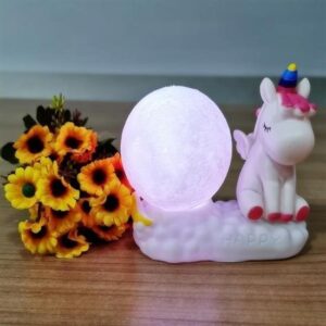 BUFFER® Dekoratif Renk Değiştiren Unicornlu Beyaz Çocuk Gece Lambası