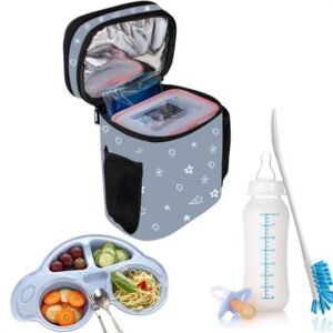 BUFFER® Deprem Çocuk Bebek Bakım Seti 1 Bakım Çantası+Arabalı Mama Tabağı+ Biberon Temizleme Fırçası