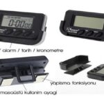 BUFFER® Ev ve Araç Tipi Dijital Saat Kronometreli Alarmlı Pilli Saat