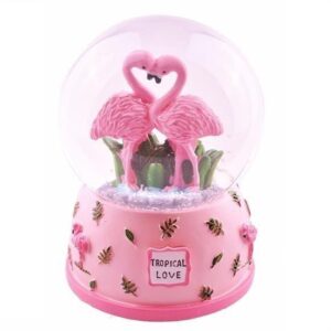 BUFFER® Flamingo Kurmalı Büyük Boy Kar Küresi Müzikli