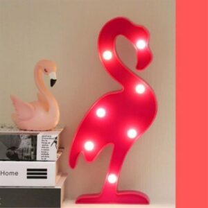 BUFFER® Flamingo Ledli Pilli Dekoratif Masa Duvar ve Gece Aydınlatma Lambası