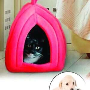 BUFFER® İçi Elyaf Dışı Polarlı Kırmızı Kedi ve Köpek Evcil Hayvan Yatağı Kırmızı