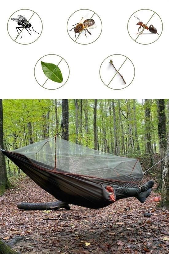 BUFFER® Kamp Salıncak Sineklik Cibinlikli Portatif Hamak Tek Kişilik Outdoor Su Geçirmez Sivrisinek