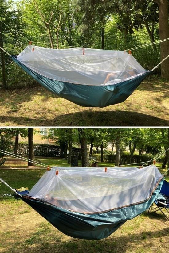 BUFFER® Kamp Salıncak Sineklik Cibinlikli Portatif Hamak Tek Kişilik Outdoor Su Geçirmez Sivrisinek