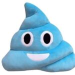 BUFFER® Mavi Renkli Gülen Kaka Poo Emojili Sevimli Rahat Peluş Yastık