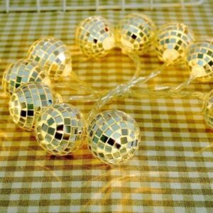 BUFFER® Mini Disko Topu Dekoratif Süsleme 10lu Led Zinciri Pilli Süs Led