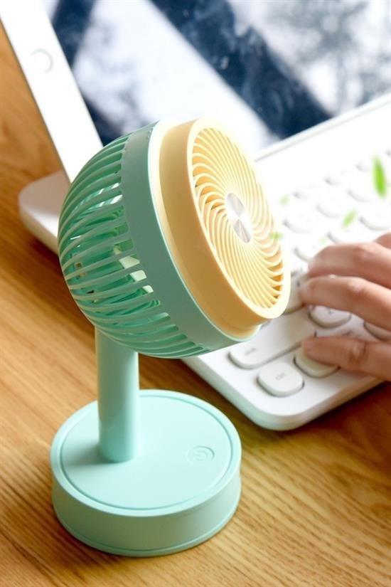 BUFFER® Mini Masaüstü 90 Derece Dönebilen 3 Kademeli USB Şarjlı Doğal Rüzgar Etkili Fan