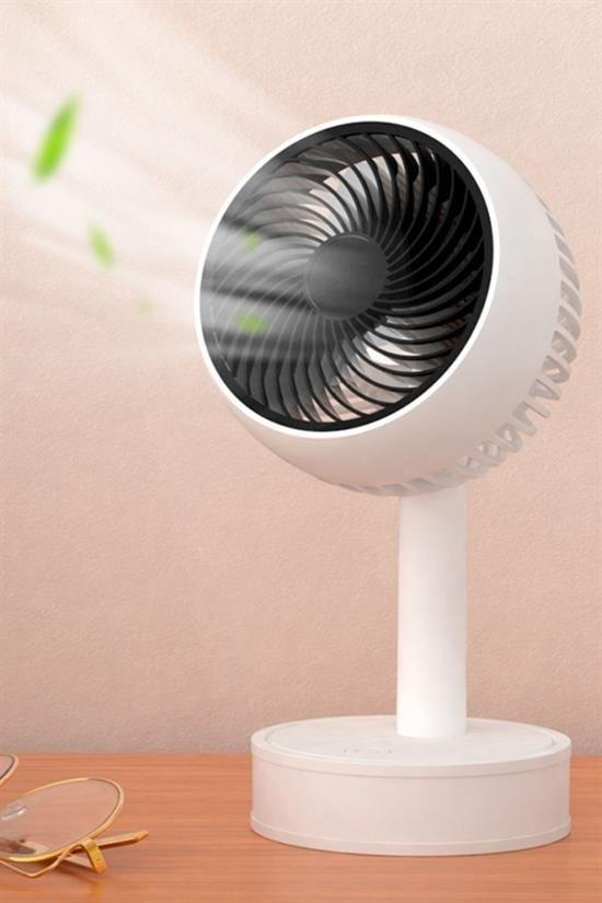 BUFFER® Mini Masaüstü 90 Derece Dönebilen 3 Kademeli USB Şarjlı Doğal Rüzgar Etkili Fan