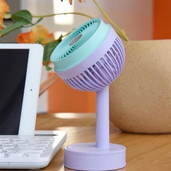 BUFFER® Mini Masaüstü 90 Derece Dönebilen 3 Kademeli USB Şarjlı Doğal Rüzgar Etkili Fan