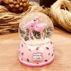 BUFFER® Pembe Flamingo Orta Boy Işıklı Müzikli Kar Küresi (A)