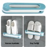 BUFFER® Plastik Banyo Terlik Ve Havlu Tutucu Portatif Pratik  Kapı Arkası Duvara Yapıştırmalı  Ayakk