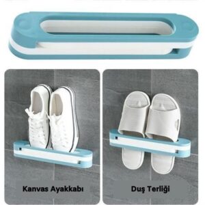 BUFFER® Plastik Banyo Terlik Ve Havlu Tutucu Portatif Pratik  Kapı Arkası Duvara Yapıştırmalı  Ayakk