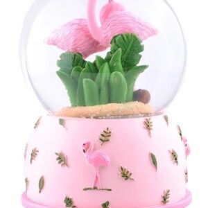 BUFFER® Romantik Işıklı ve Müzikli Flamingo Kar Küresi Pembe