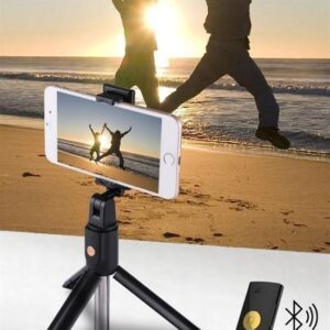BUFFER® Sabitlenebilir Cep Telefon Tutucu  Ayarlanabilir Taşınabilir 3 Ayaklı Tripod Selfie Çubuğu